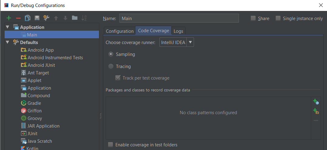 IntelliJ Idea edit configurations..