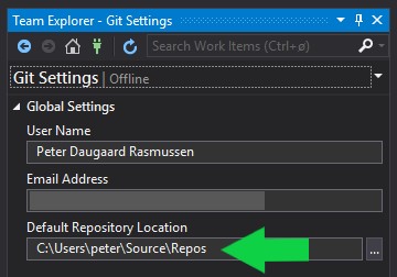 Visual Studio Git - Default Repository Location