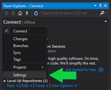Visual Studio Git - Settings