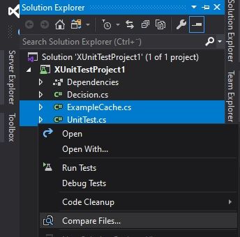 Visual Studio - How to compare two files, with or without an extension