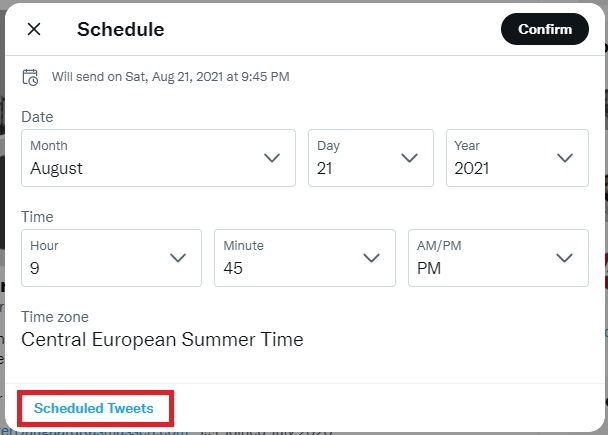 Twitter - How to see and update scheduled tweets with images