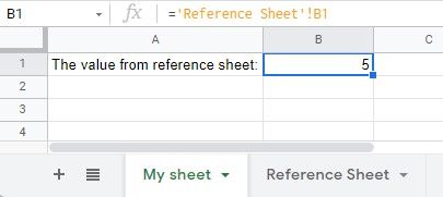 Google sheet - Reference cell from another sheet in the same file part2
