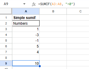 google-sheets-sumif-numbers-above-zero
