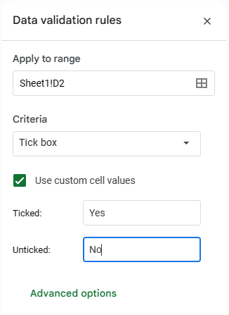 Google sheets - How to make a checkbox